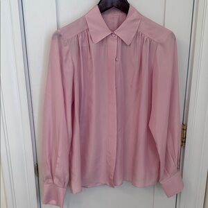 100% silk designer pbj Classic Pink Button-Up Blouse